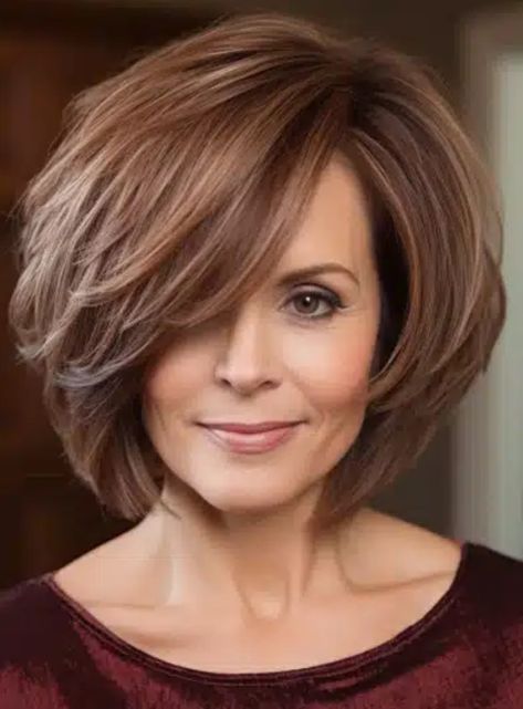 Medium Length Bob Haircuts For Women, Layered Chin Length Hair, Chin Length Hair With Layers Texture, Layered Medium Bob, Bubble Bob Haircut, Bob Hairdos, Short Layered Bob, Choppy Bob Hairstyles For Fine Hair, Amazing Hairstyles