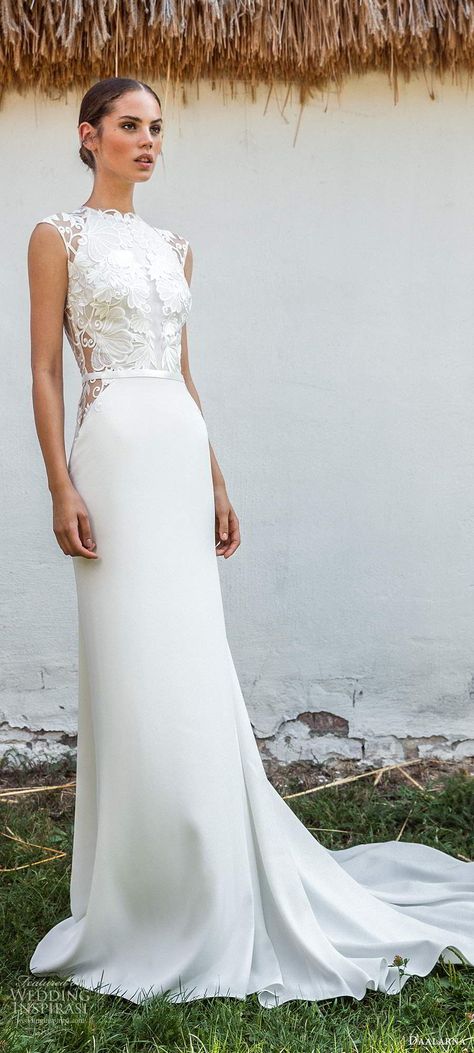 daalarna fall 2020 bridal cap sleeves high neckline embellished bodice clean skirt sheath wedding dress chapel train (13) mv -- Daalarna Fall 2020 Wedding Dresses | Wedding Inspirasi #wedding #weddings #bridal #weddingdress #weddingdresses #bride #fashion #collection:Folk #label:Daalarna #season:Fall/Winter #week:472019 #year:2020 ~ Bridal Dresses Sheath, Hogh Neck Wedding Dress, A Line Wedding Dress High Neck, Wedding Dress For Slim Women, Cap Sleeve Trumpet Wedding Dress, Slash Neck Wedding Dress, Elegant Wedding Dress High Neck, Wedding Gowns High Neck, Sheath Wedding Dress With Short Sleeves