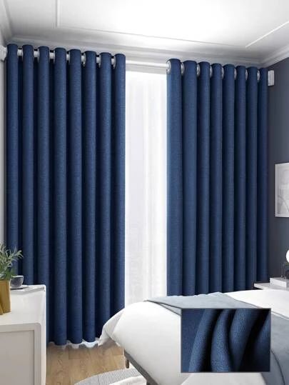 Dark Blue Curtains Living Room, Drapes Pattern, Blue Curtains Living Room, Sheer Curtains Bedroom, Dark Blue Curtains, Dark Curtains, Cheap Curtains, Fitted Bedrooms, Simple Curtains