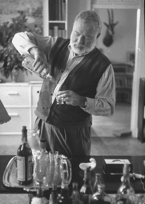 Ernest Hemingway, A Bar, Old Man, The Bar, The Kitchen, A Man, Wine, Bar, Black And White