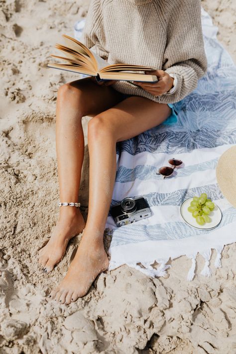 Woman reads on the beach in the summer Download for free by clicking on the picture  Free Design Resources  #woman #book  More Photos on Kaboompics.com Beach Book Photo, Beach Stock Photos, Beach Cave Photoshoot, Business Beach Photoshoot, Beach Lifestyle Photoshoot, Beach Lifestyle Photography, Woman Reading Aesthetic, Professional Beach Photoshoot, Book Beach Aesthetic