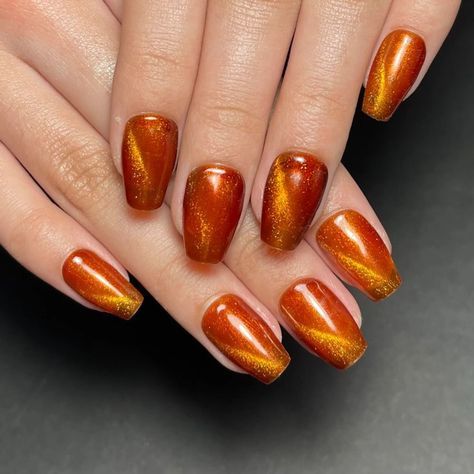 Orange Cat Eye Nails, Gel Application, Red Jelly, Eye Nails, Magnetic Nails, Colouring Pics, Cat Eye Gel, Led Nail Lamp, Orange Cats