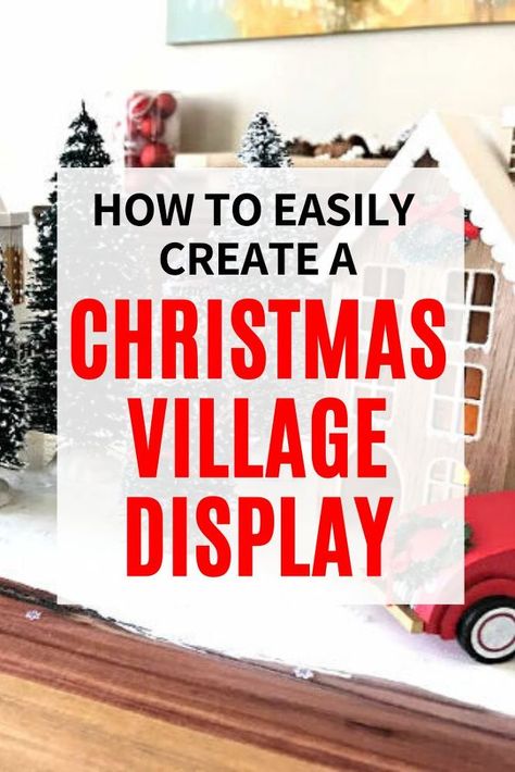 Snowflakes On Windows, Farmhouse Christmas Village, Dickens Village Display, Christmas Village Display Ideas Diy, Christmas Village Display Ideas, Village Display Ideas, Village Backdrop, Christmas Tree Village Display, Diy Christmas Village Displays