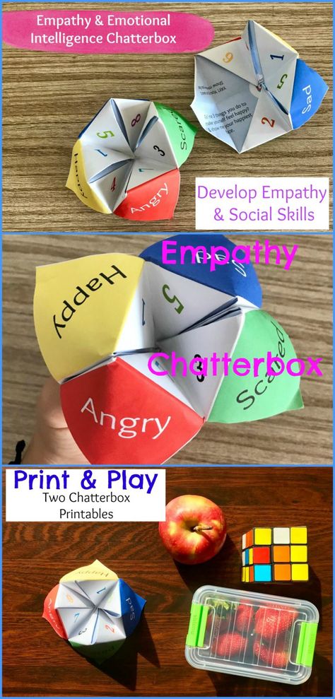 Empathy and Emotional Intelligence chatterbox game for kids. Print & Play. Feelings Games For Kids, Emotions Games For Kids, Empathy Games, Empathy Activities For Kids, Feelings Activities For Kids, Tolerance Activities, Emotional Intelligence Kids, Empathy Activities, Emotions Game