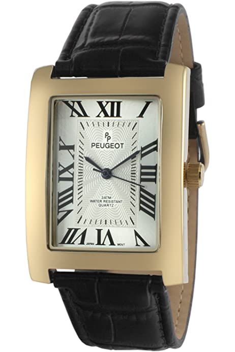 Peugeot - Watch - 2033G : Peugeot: Amazon.com.au: Clothing, Shoes & Accessories Rectangular Watch, Tank Watch, Brown Leather Strap Watch, Seiko Men, Gold Plated Watch, Cartier Tank, Leather Strap Watch, Watches Unique, Brown Leather Strap