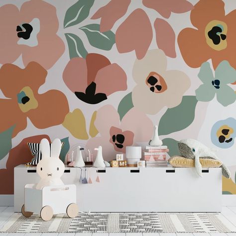 Girls Wallpaper | Munks and Me – Page 4 Childrens Bedroom Wallpaper, Kindergarten Wallpaper, Wallpaper Shelves, Party Girlande, Girls Rooms, Baby Room Rugs, Kid Desk, Mural Floral, Candle Party