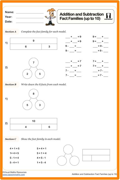 Discover an insightful approach to teaching addition and subtraction with Year 1 students. Dive into understanding fundamental arithmetic concepts through engaging visual aids such as part-whole and bar models. Uncover the eight key facts that underpin these mathematical operations, making learning fun and interactive for young learners. Year 1 Maths Worksheets, Ks2 Maths, Year 1 Maths, Teaching Addition, Maths Worksheets, Subtraction Facts, Bar Model, Subtraction Worksheets, Fact Families