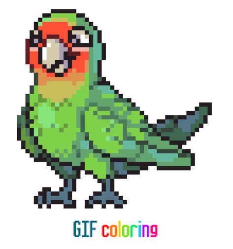 Parrot Pixel Art, Bird Character, Pixel Characters, Macaw Parrot, Pix Art, Perler Beads, Parrot, Pixel Art, Art Inspo