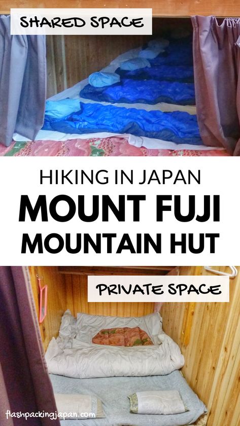 Travel Japan from Tokyo for Mt fuji climb hiking trail summit - sleep camp or hostel-style or private room at Mount Fuji mountain hut. how to prepare plan. Hiking in Japan. Best things to do. Best places to visit. Outdoor travel destinations, backpacking Japan travel tips on a budget, trip planning, where to go on vacation, holiday. Culture travel, beautiful places, asia, for world bucket list, wanderlust inspiration, adventure. #flashpackingjapan Tokyo Japan Travel Destinations, Japan Hiking, Backpacking Japan, Tokyo Itinerary, Mountain Hut, Japan Living, Mount Fuji Japan, Japan Travel Destinations, Day Trips From Tokyo