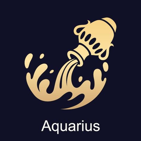 About Aquarius, Aquarius Symbol, Aquarius Sign, Psd Icon, Vector Photo, Gold Style, Zodiac Sign, Premium Vector, Zodiac Signs