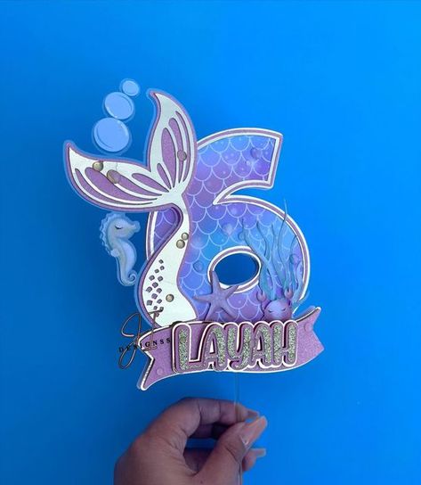 Diy Mermaid Cake Topper, Mermaid Birthday Cake Topper, Mermaid Tail Cake Topper Printable, Cricut Mermaid Cake Topper, Ariel Cake Toppers, Rainbow Birthday Party Decorations, Diy Paper Butterfly, Cricut Birthday Cards, Mermaid Birthday Party Decorations