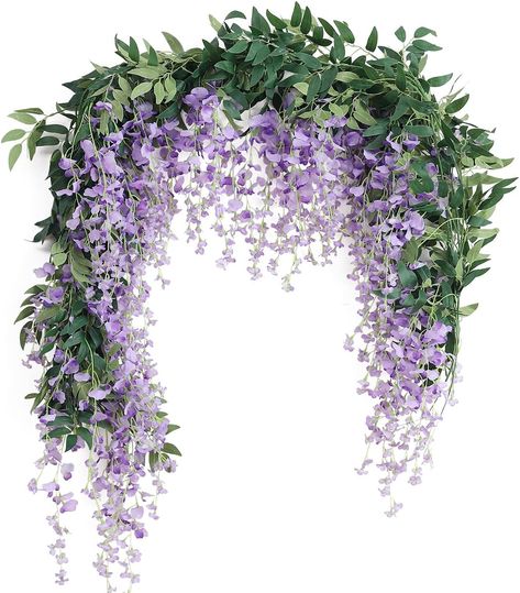 JUSTOYOU 2PCS 7FT Artificial Wisteria Vine Garland Fake flower Wisteria Garlands for Outdoor Indoor Wedding Wall Badroom Decoration(Purple) Wisteria Wall, Outdoor Indoor Wedding, Chinese Wisteria, Fake Walls, Wisteria Vine, Vine Garland, Wedding Wall, Fake Flower, Room Makeover Inspiration