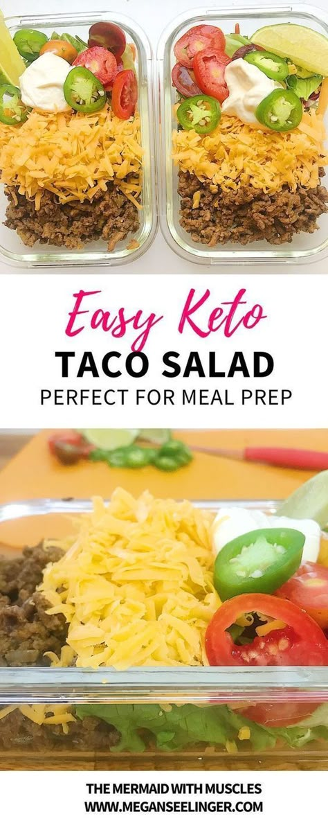 Meal Prep Ground Beef, Low Carb Taco Salad, Easy Keto Meal Prep, Pancakes Low Carb, Keto Taco Salad, Ground Beef Taco, Keto Ground Beef, Avocado Guacamole, Taco Toppings