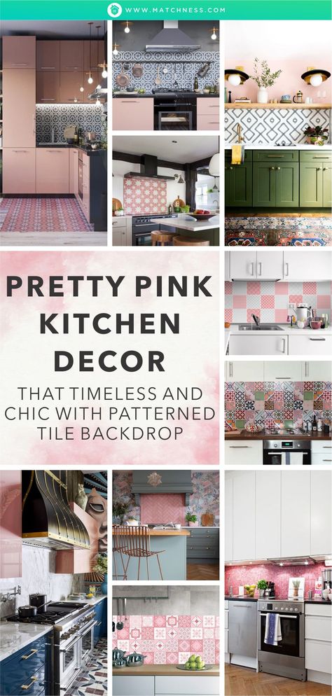 Grey And Pink Kitchen Ideas, Pink Tiles Kitchen, Pink Backsplash Kitchen, Pink Kitchen Walls, Chevron Backsplash, Kitchen Elements, Kitchen Dining Room Combo, Pink Kitchen Decor, Pastel Pink Color