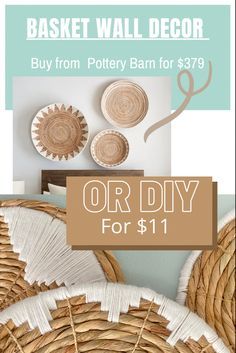 Diy Wall Basket, Diy Basket Wall, Pottery Barn Wall Art, Wicker Wall Decor, Wall Basket Decor, Barn Wall Art, Boho Basket, Basket Wall Art, Boho Crafts