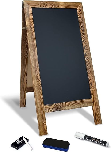 Amazon.com : Better Office Products Magnetic A-Frame Chalkboard Sign, Extra Large 20" x 40", Standing Chalkboard Easel, with Chalk Marker + Chalk & Eraser, Sandwich Board Outdoor Sidewalk Sign,(Rustic Brown) : Office Products Sidewalk Chalkboard Sign, Chalkboard Stand, Clothespin Magnets, Chalkboard Easel, Sidewalk Sign, Chalk Marker, Liquid Chalk Markers, Magnetic Chalkboard, Sandwich Board