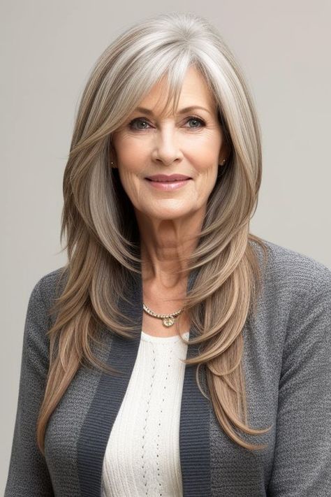 29+ Long Hairstyles for Older Women Over 50 24 Long Hair Older Women, Hair Contouring, Hairstyles For Older Women, Pixie Bob Haircut, Long Gray Hair, Blonde Hair Looks, Shoulder Length Hair Cuts, Haircut For Older Women, Pixie Bob