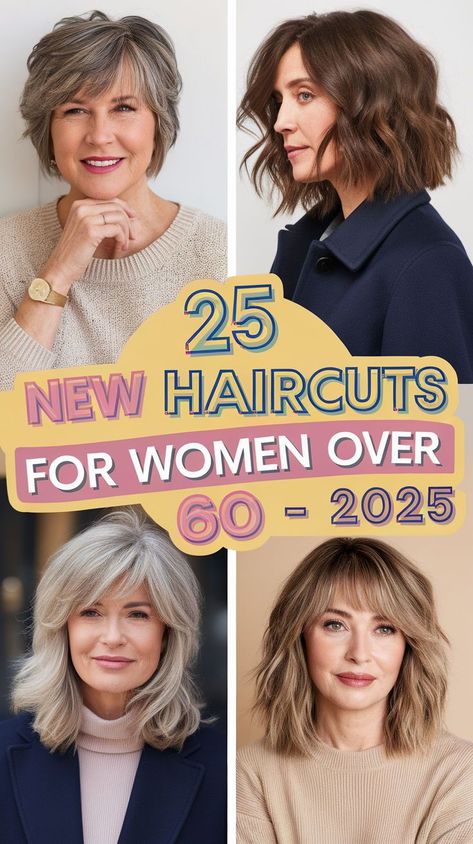 If you're a year old woman with fine hair, consider a short layered bob for 2025. This style provides volume and texture, giving the hair a fuller appearance. It’s one of the best hairstyles for older women who want a chic, low-maintenance look. The shorter layers work especially well with glasses, adding a youthful and modern touch. Ladies Over 60 Hairstyles, 50 Year Old Short Hairstyles, In Style Hair Cuts, Hairstyles For Women With Glasses Medium, Flattering Haircuts For Women Over 50, Shorter Haircuts For Fine Hair, Elderly Woman Hairstyles, Med Haircuts For Women Medium Layered, Haircut For 60 Yr Old Woman