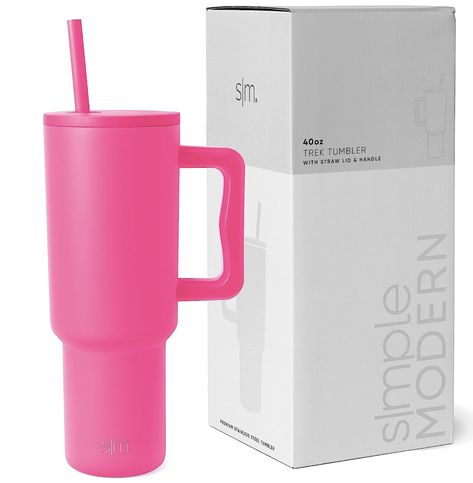 40 Oz Tumbler With Handle, Pink Water Bottle, 40 Oz Tumbler, Tumbler With Handle, Cool Notebooks, Birthday List, Insulated Cups, Tumbler With Straw, Steel Water Bottle