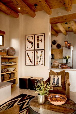 Santa Fe Kitchen Decor, South Western Decor Living Rooms, Santa Fe Living Room, Southwest Decor Living Room, Santa Fe Interior Design, Santa Fe Style Decor, Southwest Style Decor, Southwestern Interior Design, Southwest Interior Design