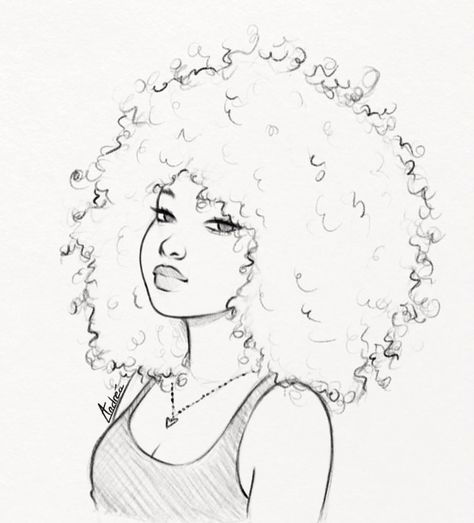 Afro Hair Drawing Sketch, Sketch Afro Hair, Drawn Black Hairstyles, Afro Pencil Drawing, African Sketches Black Women, Black Anime Sketch, Black Art Drawings Pencil, Drawing Afro, Afro Hair Sketch