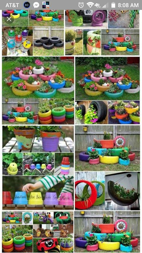 Tyre Garden Ideas, Recycled Tyres Garden, Tyre Garden, Tire Ideas, Tire Projects, Stone Flower Beds, Reuse Old Tires, Tire Craft, Tire Garden