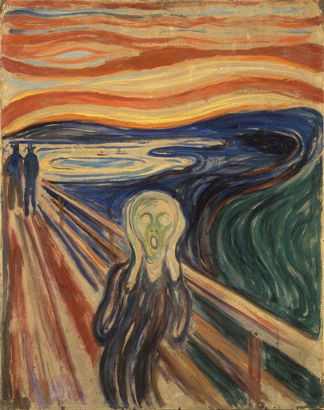 A obra representa uma figura andrógina num momento de profunda angústia e desespero existencial. Le Cri, The Scream, Famous Artwork, Edvard Munch, Classic Paintings, Painting Reproductions, Diy Frame, Famous Artists, Painting Projects