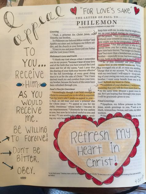 Philemon bible Journaling Philemon Bible Journaling, New Testament Bible, Prayer Journals, Bible Journaling Ideas Drawings, Journal Notes, Bible Journal Notes, Inspire Bible Journaling, Christian Journaling, Study Ideas