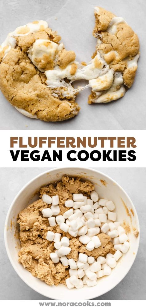 Fluffernutter Sandwich, Fluffernutter Cookies, Vegan Baking Recipes, Vegan Cookies Recipes, Vegan Christmas, Warsaw Poland, Vegan Dessert Recipes, Vegan Treats, Mini Marshmallows