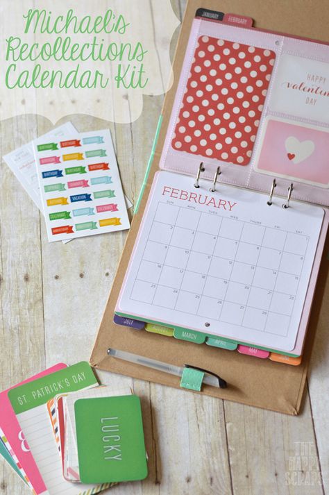 Michael's Calendar Kit #GiftsAtMichaels - The Happy Scraps Calendar Emoji, Homemade Calendar, Scrapbook Calendar, Organize Ideas, Ctmh Layouts, Calendar Kit, Diy Instruments, Heart Projects, Calendar Organization