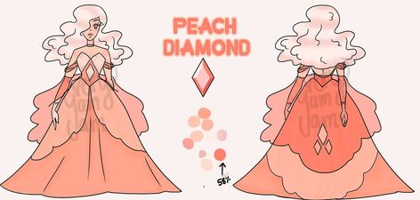 Peach diamond gemsona Peach Diamond Steven Universe, Diamond Gemsona, Su Gemsona, Peach Diamond, Steven Universe Theories, Steven Universe Fusion, Steven Universe Diamond, Steven Universe Oc, Rock Family