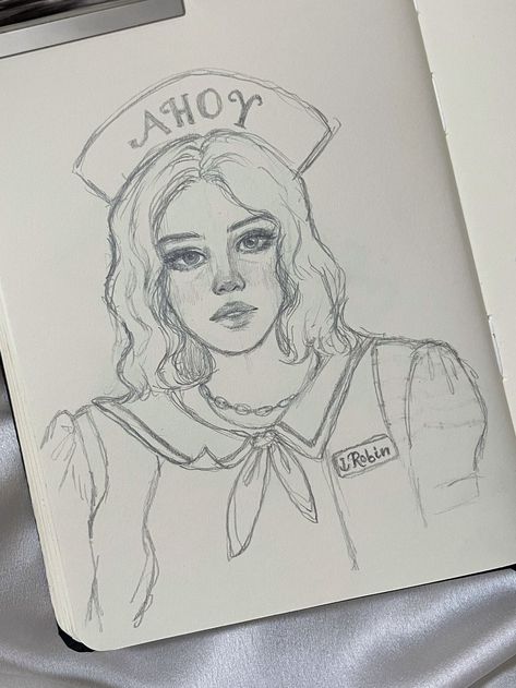 Robin Drawing, Robin Buckley, Semi Realism, Unhealthy Obsession, Girl Drawing Sketches, Maya Hawke, Stranger Things Art, Sketchbook Drawings, Stranger Things Characters