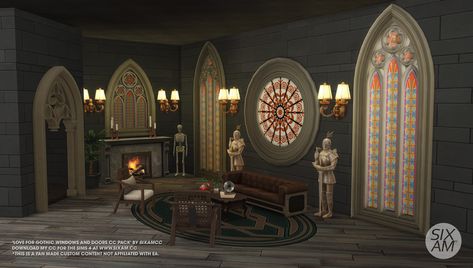 Love for Gothic Windows and Doors (CC Pack for The Sims 4) | SIXAM CC on Patreon House Sims 4 Cc, Sixam Cc, Gothic Kitchen, Gothic Windows, Tudor Era, Pin Search, Tudor History, Sims Four, Sims 4 Build