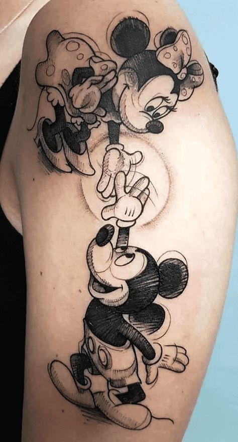 Micky Mouse Tattoo Design Images (Micky Mouse Ink Design Ideas) Mickey Minnie Tattoo, Mickey Mouse Tattoo Design, Mouse Tattoo Design, Disney Tattoos Mickey, Mickey Mouse Tattoo Ideas, Mama Tattoos, Usmc Tattoo, Mickey And Minnie Tattoos, Minnie Tattoo