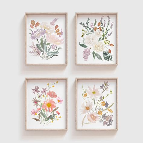 Nursery Artwork Girl, Wildflower Wall, Floral Wall Art Prints, Wildflower Paintings, Nursery Art Girl, Watercolor Floral Print, Watercolor Prints, Botanical Decor, Flower Paintings