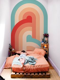 Relaxing Home Decor, Rental Home Decor, Colorful Room Decor, Bedroom Wall Designs, Apartment Makeover, Bedroom Murals, Wall Paint Designs, Diy Headboard, Family Decor