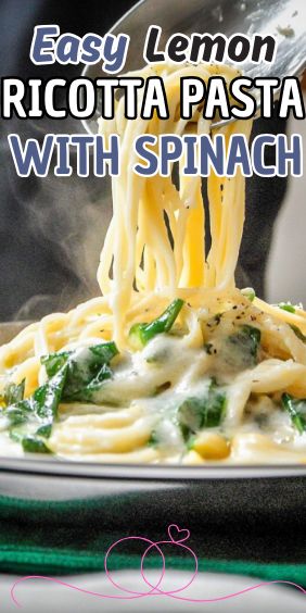 Easy Lemon Ricotta Pasta with Spinach Lemon Ricotta Pasta With Spinach, Ricotta Spinach Pasta, Lemon Spinach Pasta, Ziti Pasta Salad, Pasta Salad Macaroni, Spinach Ricotta Pasta, Lemon Ricotta Pasta, Salad Macaroni, Pasta With Spinach