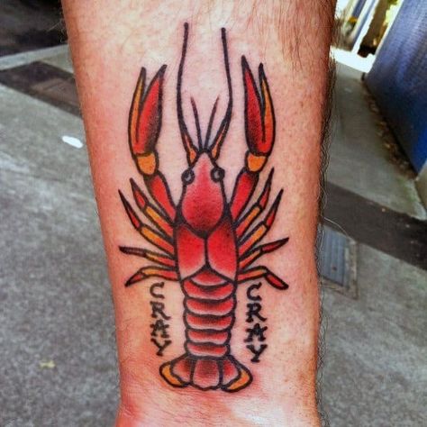 Crayfish Tattoo, Crawfish Tattoo, Anniversary Tattoos, New Orleans Tattoo, Anniversary Tattoo, Crab Tattoo, Dot Tattoos, Crab And Lobster, Tattoo Designs For Men