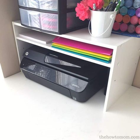 Art Work Space, Printer Desk, Best Home Office Ideas, Trendy Desks, Desk Organizing, Organization Hacks Diy, Office Desk Ideas, Printer Shelf, Home Office Craft Room