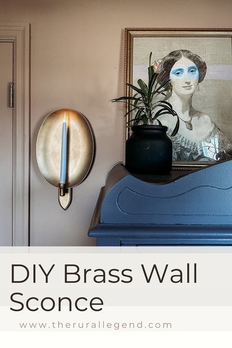 I made these faux brass wall cnadle sconces with thrifted items from Goodwill for a look for less dupe for the Terrain vintager brass wall sconces. See the affordable easy DIY project for vintage modern moody home styling Diy Wall Candle Holders, Wall Candle Holders Diy, Wooden Candle Sconces, Brass Wall Art, Diy Mirror Wall, Mirror Sconces, Wall Scones, Metallic Spray Paint, Wall Candle Holders