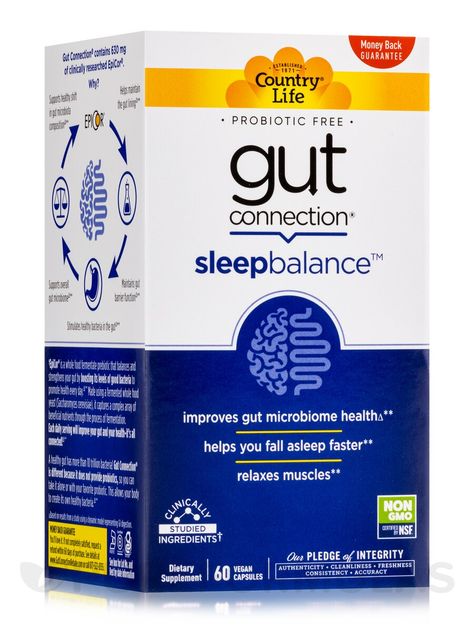 Gut Connection™ by Country Life® is a scientifically formulated range of supplements that connects the gut to individual health issues that matter. |  | Gut Connection™ Sleep Balance™ is specially and scientifically formulated to help improve your digestive health. These clinically tested ingredients together are “Balanced Inside” for your digestive health. Graphic Packaging, Kids Packaging, Packaging Idea, Medicine Packaging, Color Design Inspiration, Box Package, Health Design, Big Pharma, Packing Design