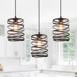 LNC Faux Wood Pendant Light, 1-Light Dark Bronze Dining Room Island Farmhouse Mini Pendant Hanging Light with Glass Shade-A03408 - The Home Depot Mini Kitchen Island, Iron Lantern, Cylinder Pendant Light, Bronze Pendant Light, Kitchen Island Light, Rustic Ceiling, Farmhouse Pendant Lighting, Small Pendant Lights, Kitchen Ceiling Lights