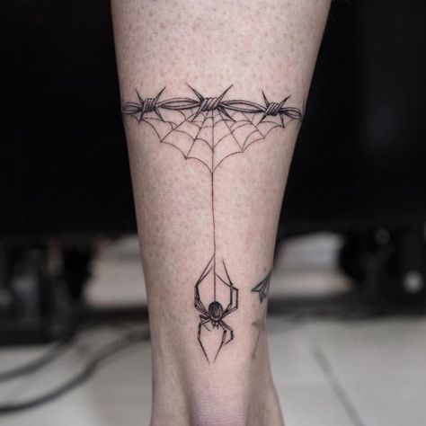 Iron thorns with spider web and a spider Spider Web Sternum Tattoo, Spider Hanging From Web Tattoo, Spider Web Tattoos, Symbolism Art, Back Of Leg Tattoos, Spider Web Tattoo, Magic Runes, Web Tattoo, Minimal Tattoo Design