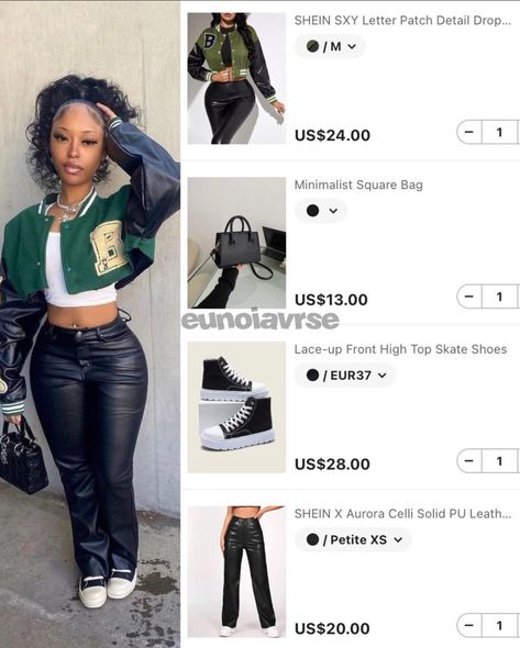 Temu Outfits Black Women, Shein Finds Black Women, Shein College Outfits, Cute Outfits On Shein, Fall Outfits Black Women Shein, Green And White Outfit Ideas, Y2k Outfits Shein, Fall Outfits Shein, Shein Outfits Black Women