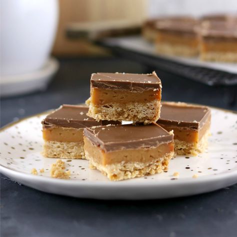 Southern In Law: Recipe: Easy Gluten Free Caramel Slice (Egg Free!) Caramel Slice Recipe, Gluten Free Caramel, Sweet Slices, Easy Gluten Free Recipes, Egg Free Desserts, Slice Recipe, Dry Mixes, Caramel Slice, Bake Sale Recipes