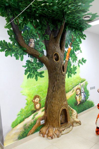 Classroom Tree, Diy Playroom, Garden Mural, Tree Wall Murals, Murals For Kids, Nursery Room Design, Classroom Decor Themes, Children's Garden, Bunny House