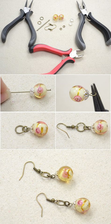 DIY Idea on Making Dangle Earrings with Lampwork Beads and Bronze Findings from LC.Pandahall.com Lever Back Earrings Diy, Work Earrings, Lampwork Bead Earrings, Pinterest Jewelry, Wire Tutorials, Pandora Earrings, Dog Earrings, Gemstone Meanings, Earrings Diy