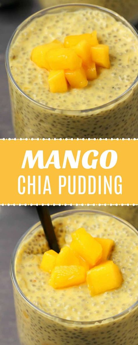 Creamy mango chia pudding. This perfectly sweet and delicious pudding is only 4-ingredients and so healthy it doubles as breakfast or dessert. Vegan and Gluten-Free. #vegan #dairyfree | lovingitvegan.com Chia Pudding Vegan, Chia Pudding Recipes Healthy, Mango Chia Pudding, Banana Chia Pudding, Chia Puding, Chia Recipe, Dessert Vegan, Desserts Keto, Chia Pudding Recipes