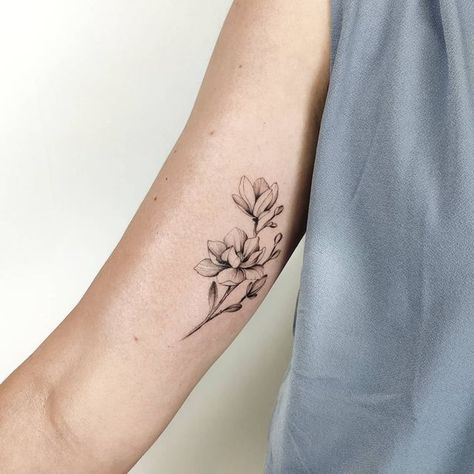 Magnolia And Daisy Tattoo, Magnolia Tattoo Minimalist, White Magnolia Tattoo, Magnolia Blossom Tattoo, Magnolia Sketch, Southern Magnolia Tattoo, Fine Line Magnolia Tattoo, Magnolia Branch Tattoo, Magnolia Tree Tattoo