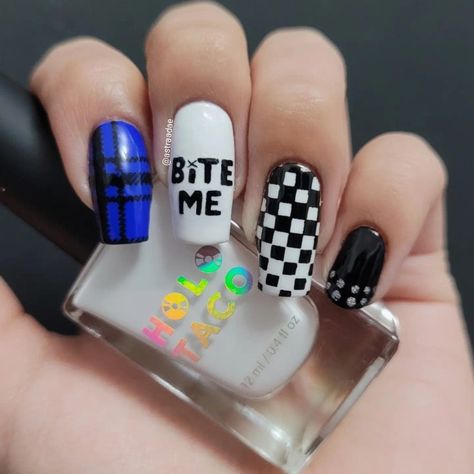 we'll be together never, so baby you can bite me Avril Lavigne Nail Ideas, Avril Lavigne Nails, 32 Birthday, Graduation Nails, Bite Me, Art Nails, Avril Lavigne, Nail Ideas, Cute Nails